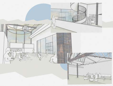 Salt Centre internal concept perspectives and collage study