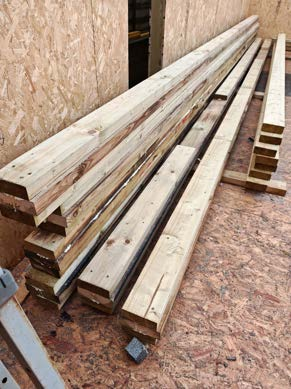 Timber framing materials prepared on site for construction