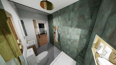 Top-down plan layout visualization for liveable outhouse rooms